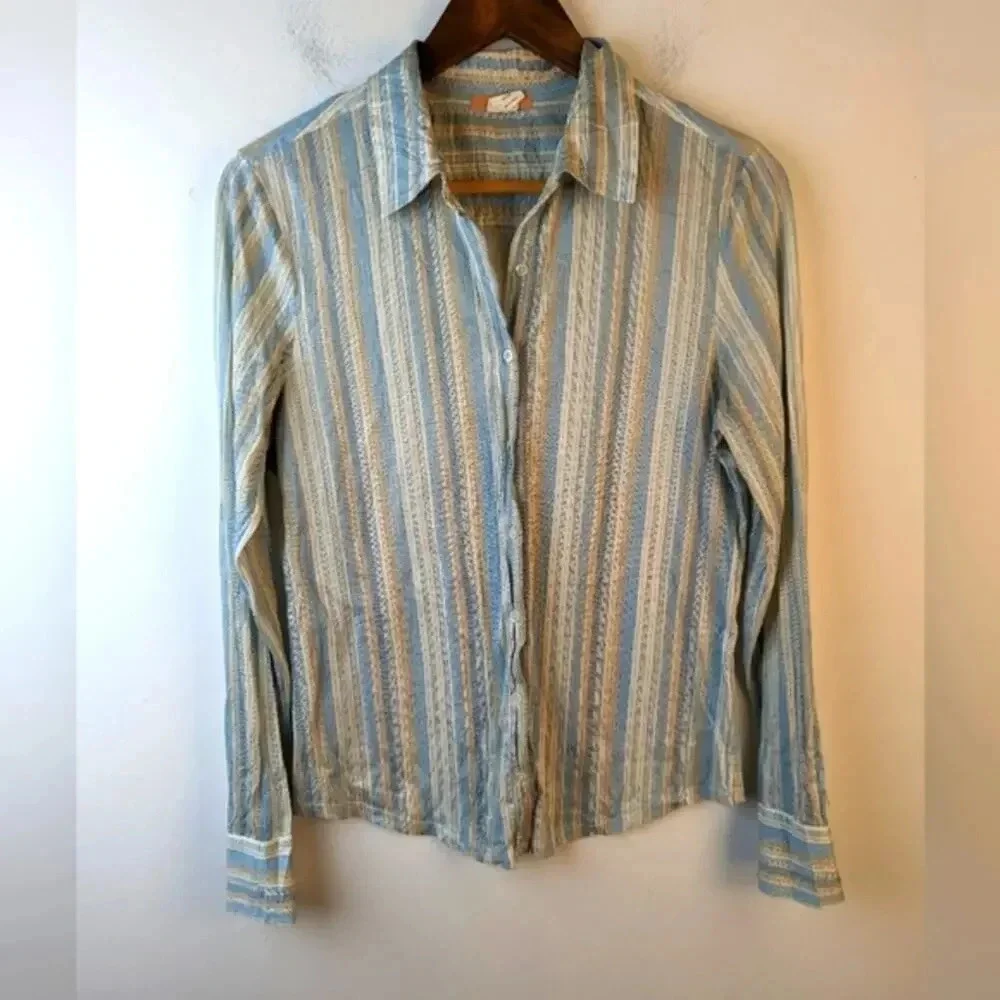 Vintage J. Crew Striped Button Front Shirt / Medium